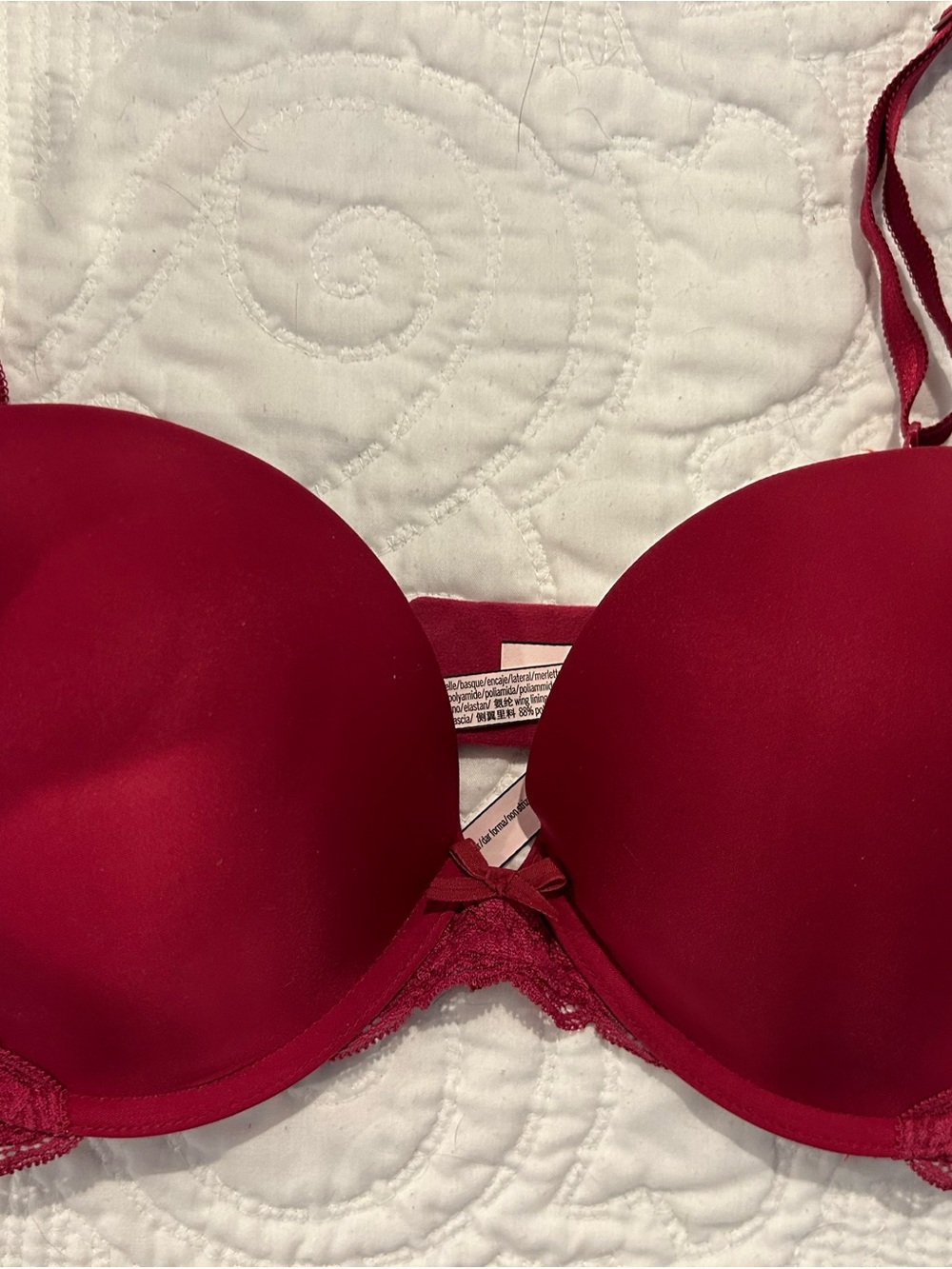 Victoria's Secret Cherry Red Lace-Accent Push-Up Bra